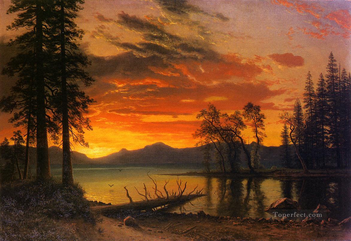 川に沈む夕日 アルバート・ビアシュタットの風景油絵